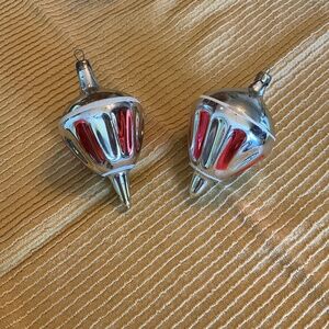 Set of 2 polish blown glass ornaments